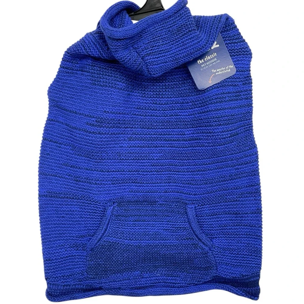 Youly Size Large (17'-19') Dog Blue Knit Hoodie Sweater Warm‎ Winter Hooded NWT
